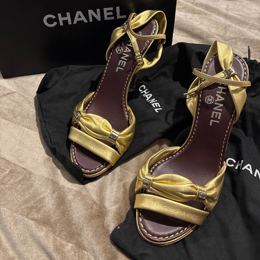 Gold Chanel Sandals